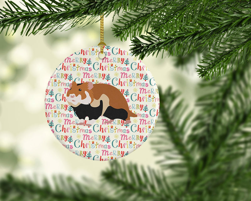 European Hamster Christmas Ceramic Ornament