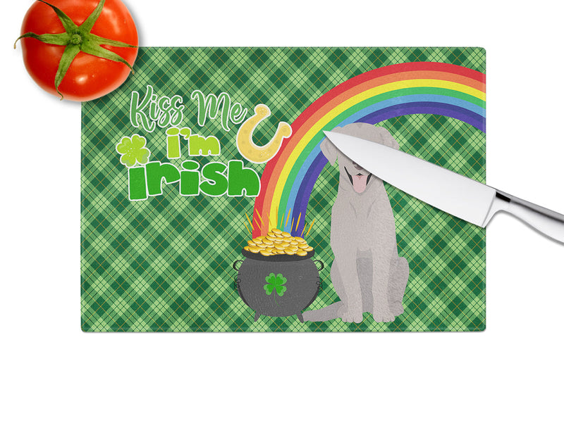 Gray Labrador Retriever St. Patrick's Day Glass Cutting Board Large