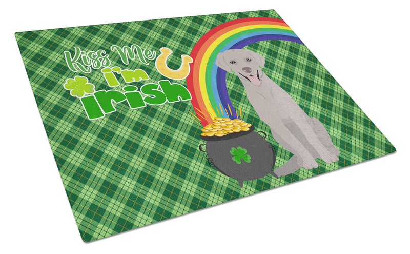 Gray Labrador Retriever St. Patrick's Day Glass Cutting Board Large