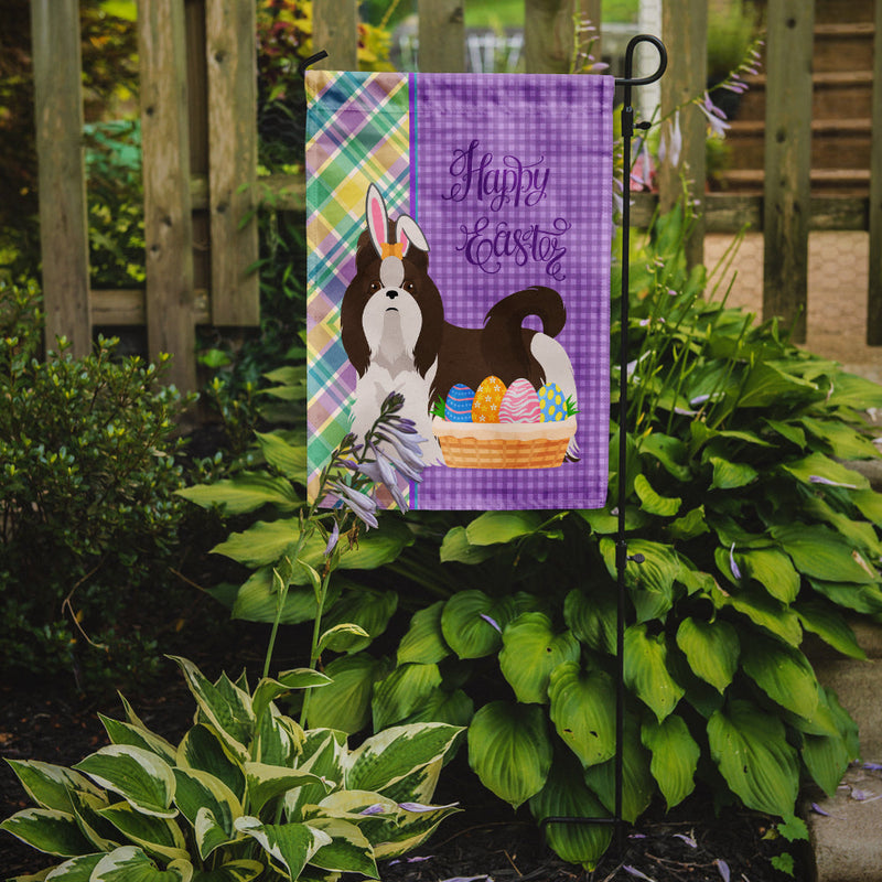 Liver and White Shih Tzu Easter Flag Garden Size