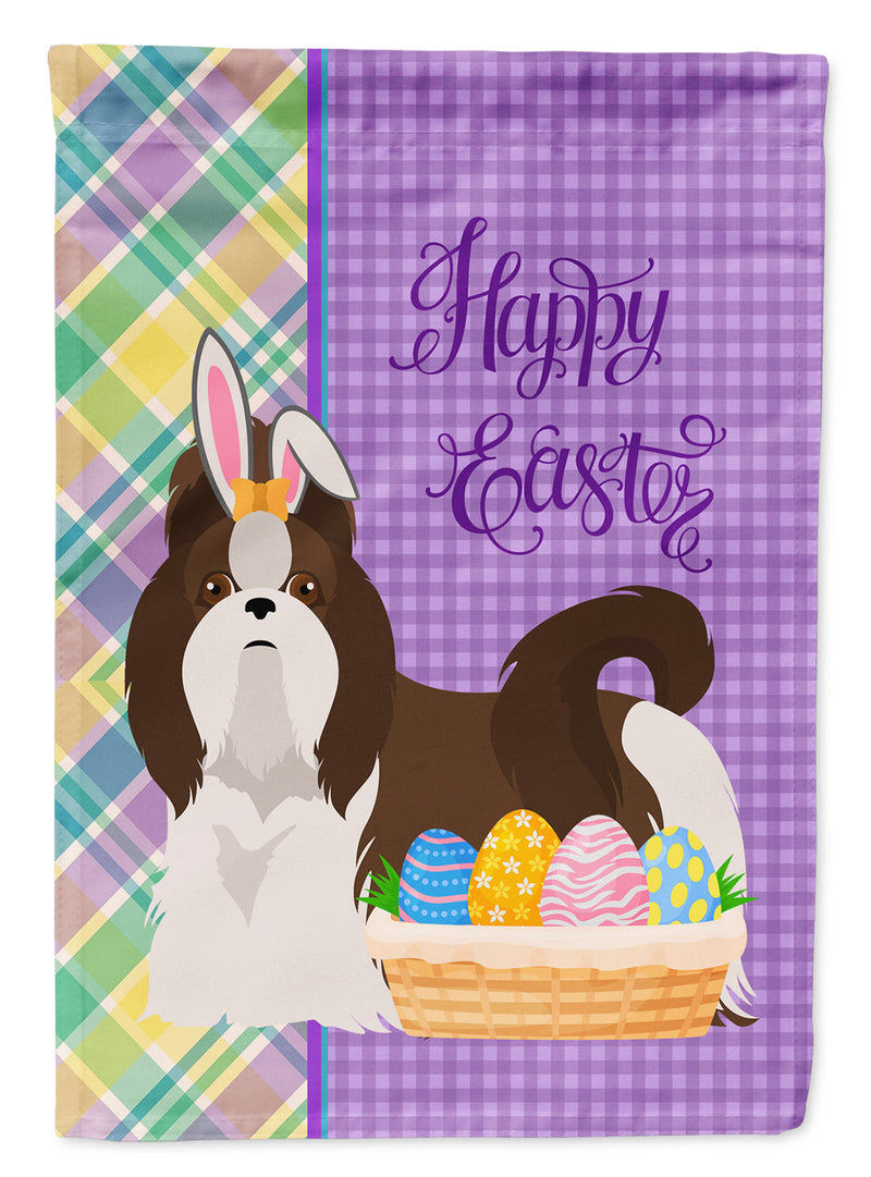 Liver and White Shih Tzu Easter Flag Garden Size