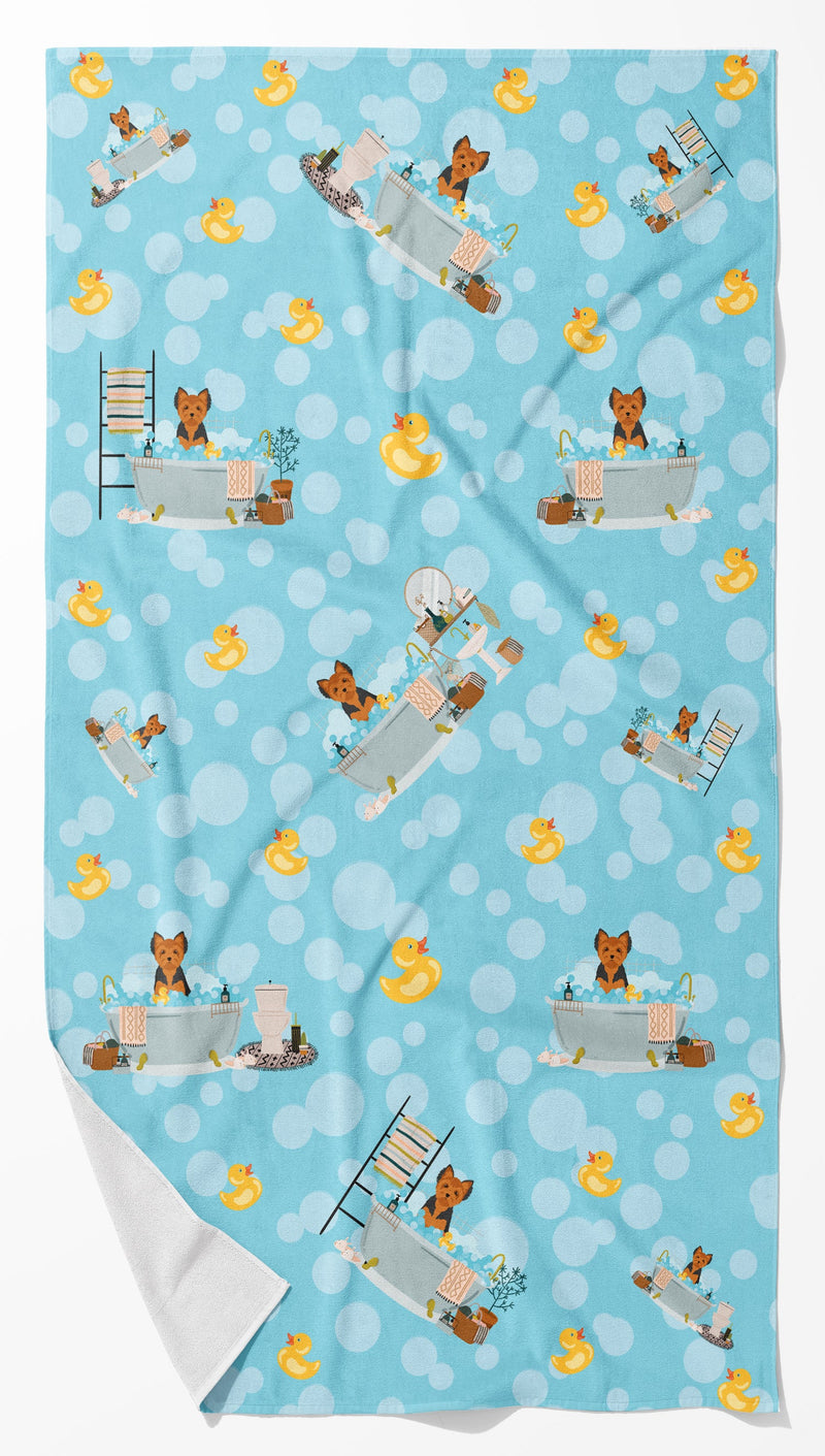 Black and Tan Puppy Cut Yorkshire Terrier Bath Towel Large