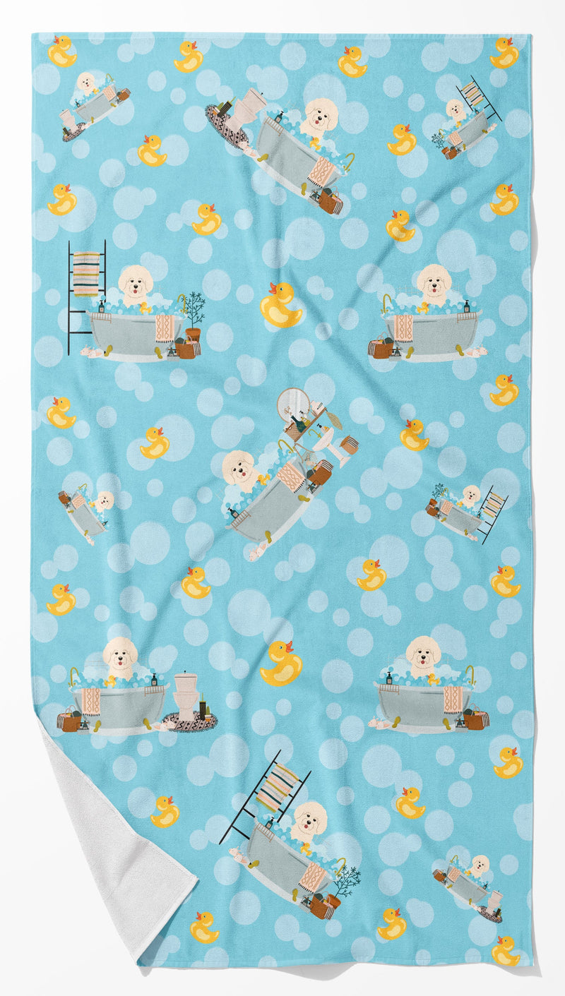 Bichon Frise in Bathtub Bath Towel Large