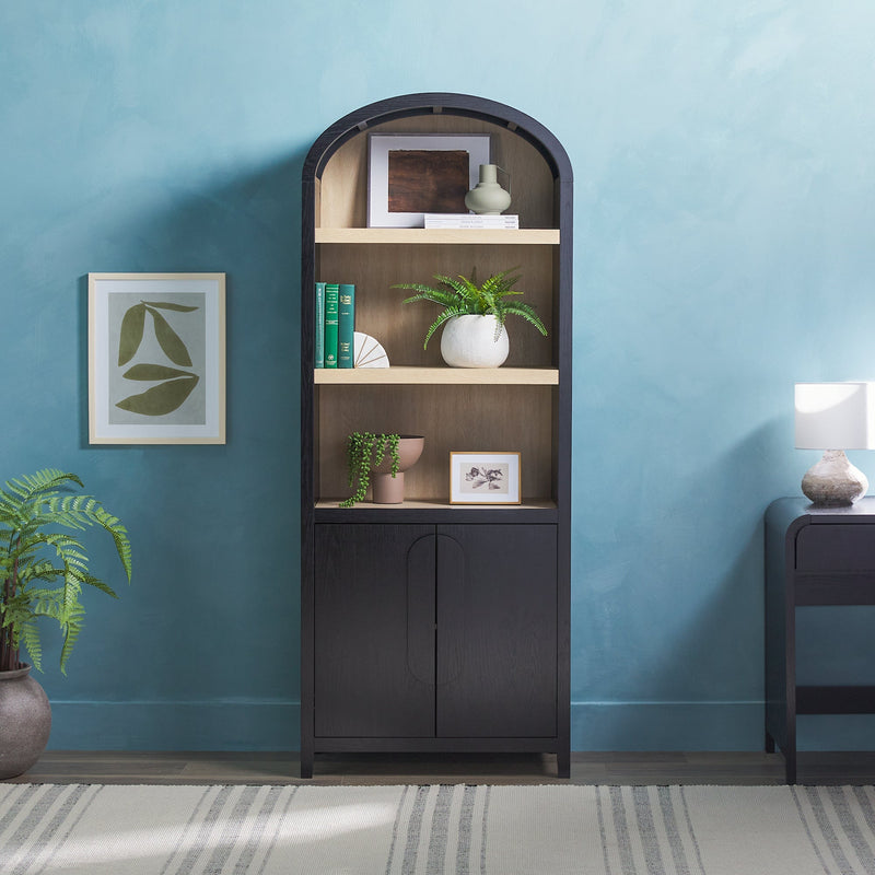 Chantelle Modern Arched Bookshelf with Cabinet