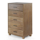 Modern Farmhouse Solid Wood 5 Drawer Bedroom Chest in Pine Finish