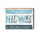 Anna Maria Island, Florida Beach House Welcome Wooden Sign w/ Coordinates | Wall Art Print on Real Wood