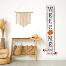 Personalized Welcome Sign with Fall Maple Leaf | Customizable Wall Art Print on Real Wood | Farmhouse Porch Leaner Decor