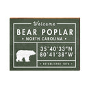Bear Poplar, North Carolina Bear Welcome Sign Lodge Green | Wall Art Print on Real Wood