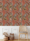 Tropical Flowers  and Leaves Wallpaper