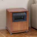 Brown Digital LED Display Electric Infrared Wooden Large Room Space Heater with Timer