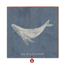 Coastal Humpback Whale Navy Wood Wall Art Print
