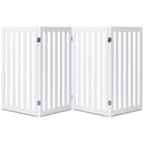Folding 4-Panel Dog Gate Pet Fence in White Wood Finish