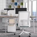 White Metal Wood Rolling File Cabinet with Open File Hanging Bar