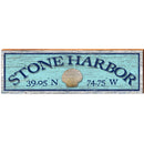 Stone Harbor Sea Shell Blue Latitude Longitude   | Wall Art Print on Real Wood
