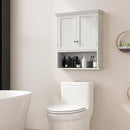 Wall Mounted Bathroom Medicine Cabinet with Open Storage Shelf in White