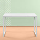 Modern Home Office Desk with White Metal Frame and Wood Top
