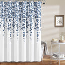 72-inch White Navy and Light Blue Floral Vines and Flowers Shower Curtain