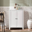 Bathroom Storage Cabinet with Adjustable Shelves in White Wood Finish