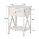Set of 2 - Rustic Farmhouse 1-Drawer Nightstand Bedside Table in White