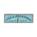 Tallahassee Heron Blue Latitude Longitude | Wall Art Print on Real Wood