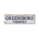 Greensboro, Vermont Wooden Sign Green Blue Letters | Wall Art Print on Real Wood