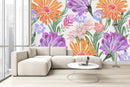 Fashionable Summer Flowers Contemporary Wallpaper