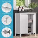 Bathroom Linen Cabinet with Storage Shelf in White Wood Finish