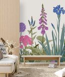 Elegant Wildflowers on White Background Wallpaper Chic