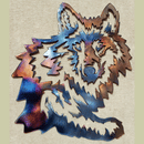 Wolf Head with Leg Metal Art (