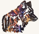Wolf Head with Wolf and Tree Interior Metal Art (