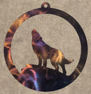 Wolf Howling in Circle Metal Art (