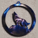 Wolf Howling in Circle Metal Art (