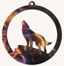 Wolf Howling in Circle Metal Art (