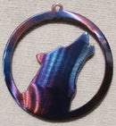 Wolf Head Howling In Circle Metal Art (