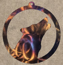 Wolf Head Howling In Circle Metal Art (