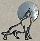 Wolf Howling Cut Out with Moon Metal Art (