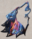 Wolf Head Howling with Cut Out Face Metal Art (