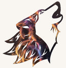 Wolf Head Howling with Cut Out Face Metal Art (