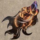 Wolf Head with Flowing Hair Metal Art (