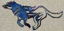 Wolf Running Cut Out and Flames Metal Art (