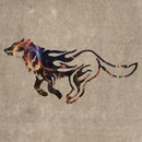 Wolf Running Cut Out and Flames Metal Art (