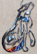 Wolf Sitting and Howling Cut Out Metal Art (