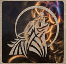 Wolf Howling with Moon in Square Metal Art (