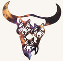 Wolf Heads in Steer Skull (
