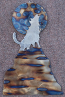Wolf, Mountain and Moon Metal Art (