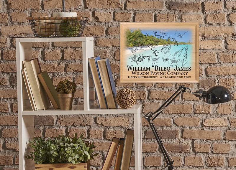 Retirement Gift Plaque Signable Tropical Beach Theme