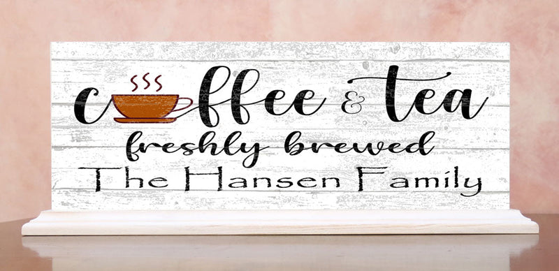 Personalized Coffee & Tea Kitchen Sign Custom Farmhouse Style