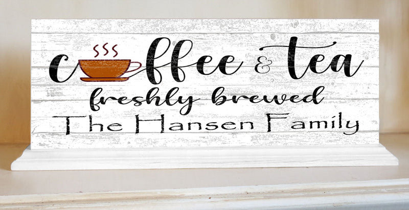 Personalized Coffee & Tea Kitchen Sign Custom Farmhouse Style