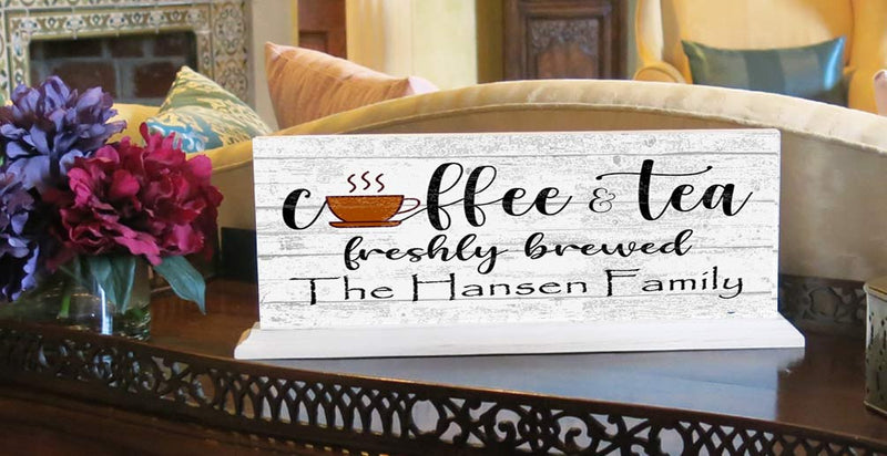 Personalized Coffee & Tea Kitchen Sign Custom Farmhouse Style