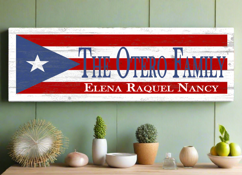 Puerto Rican Flag Sign Family Custom Name Puerto Rican Wedding Gift